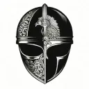 Anicent roman helmet with spqr below it tattoo design idea