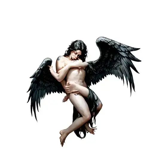 hold me evil angel seductive tattoo design idea