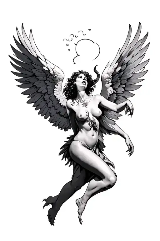 I talk to my angels but dance with my devils tattoo design idea