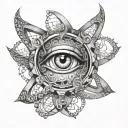 DNA double helix DMT molecule transforming Third Eye on top tattoo design idea