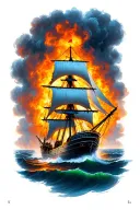 Burning Ships tattoo design idea