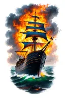 Burning Ships tattoo design idea