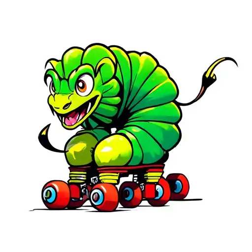 caterpillar on roller skates tattoo design idea
