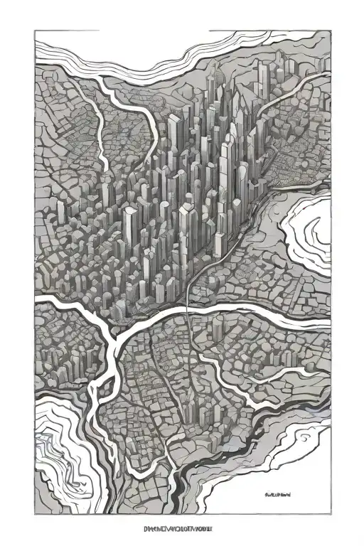 topographic city map  tattoo design idea