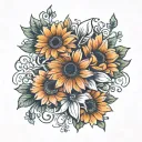 Gerbera flowers intertwined tattoo design idea