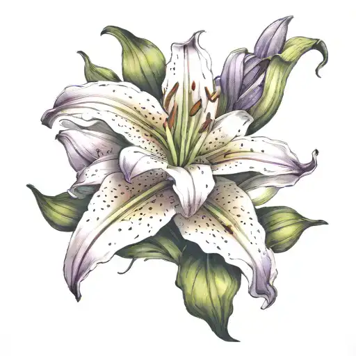 lily flower purple flowers tattoo design idea