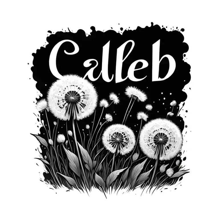 "Caleb" Dandelion blowing in the wind tattoo design idea