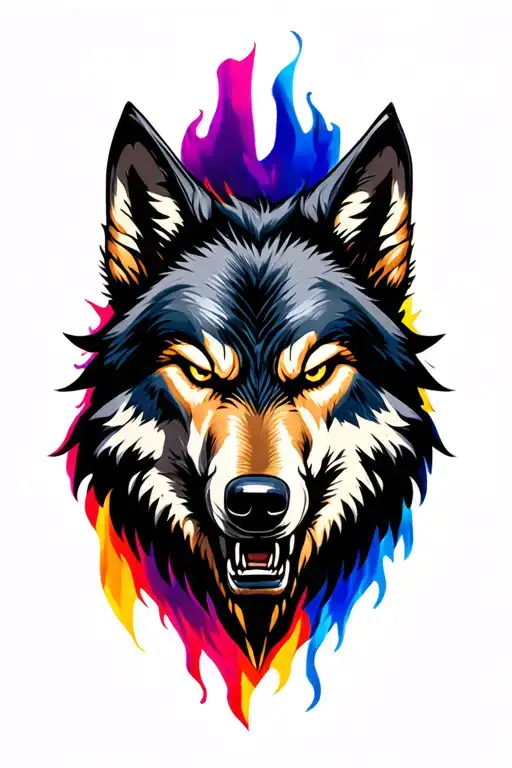 angry alpha wolf head tattoo design idea