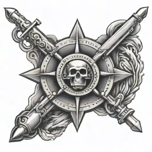 usn gunners mate cross cannond embossed surrounded tattoo design idea