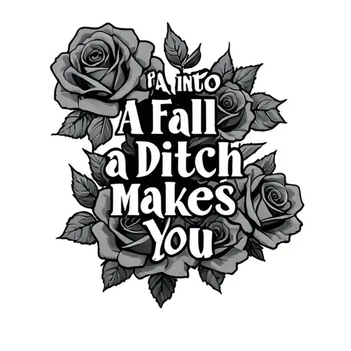 "A fall into a ditch makes you " roses tattoo design idea