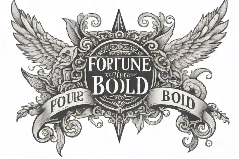 fortune favors the bold banner tattoo design idea