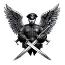 military guardian angel, crossed swords in baghdad, Police Officer tattoo design idea