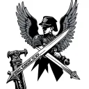 military guardian angel, crossed swords in baghdad, Police Officer tattoo design idea
