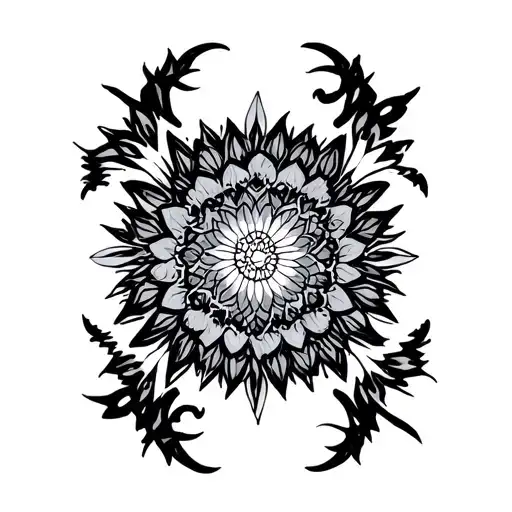 Mandala design with japanese tattoo design idea