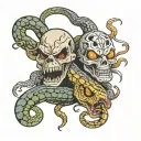 two face snakes w masce ghostface tattoo design idea