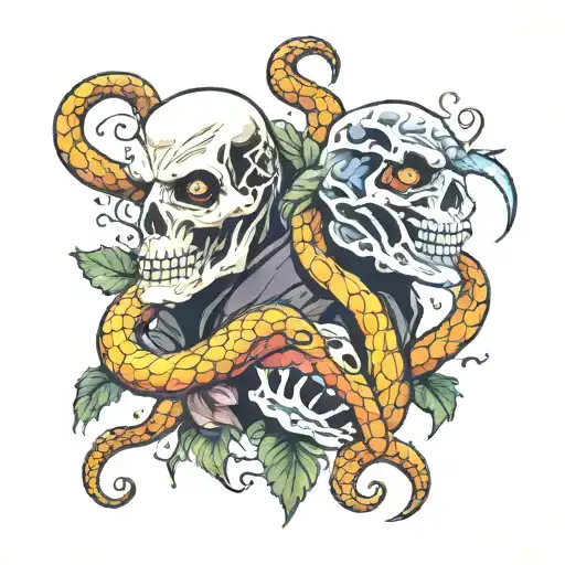 two face snakes w masce ghostface tattoo design idea