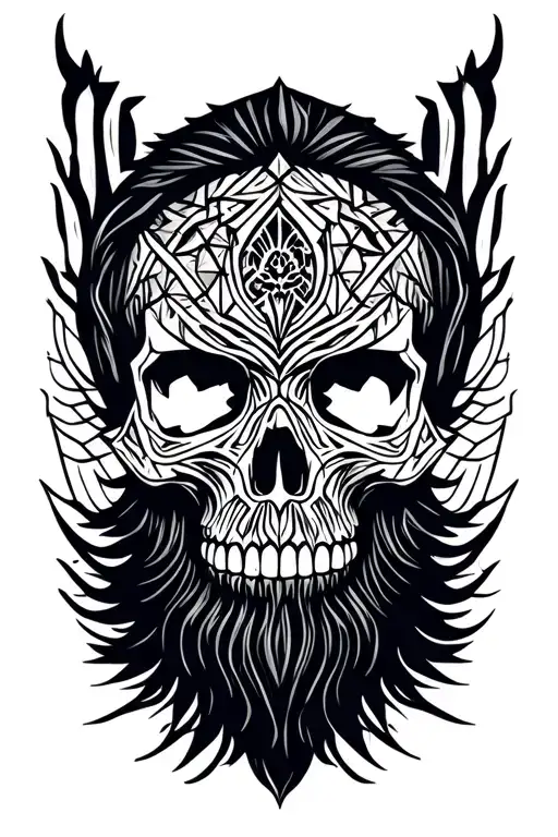 bearded skull tattoo design idea
