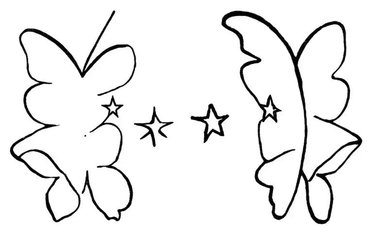 1+1=11 butterfly and stars tattoo design idea