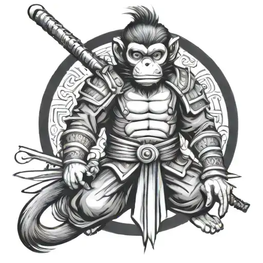 Neko Paint Samurai Monkey tattoo design idea