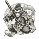 Neko Paint Samurai Monkey tattoo design idea