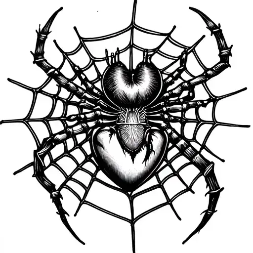 Coverup, from heart to spider weaving a web tattoo design idea