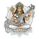 Devi Sarasvati Goddess of knowledge Yantra worshiped on the occasion of Vijayadashami.  tattoo design idea