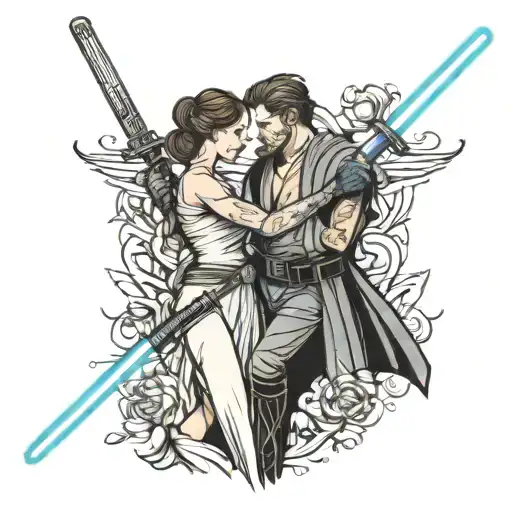 Lightsabers, Couples Love tattoo design idea