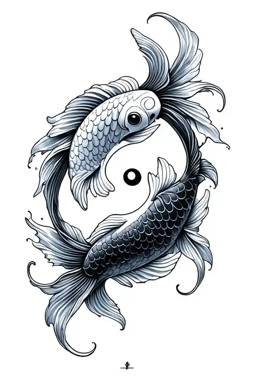 yin yang koi fish tattoo design idea