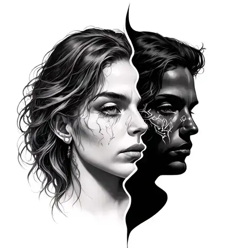 split personality disorder tattoo design idea