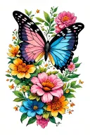 butterfly, flowers symbolizing strength and resilience tattoo design idea