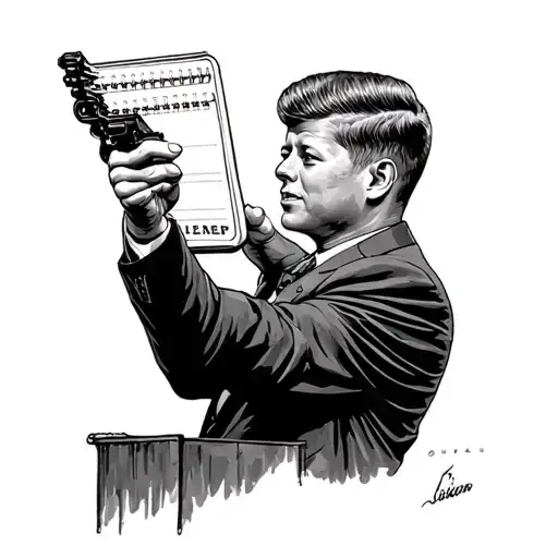 john f kennedy shooting terrorist holding a planner tattoo design idea
