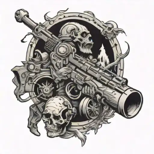 full sleeve tattoo including Buffalo bills, sega genesis and retro video games, drums, hunting, knife  tattoo design idea