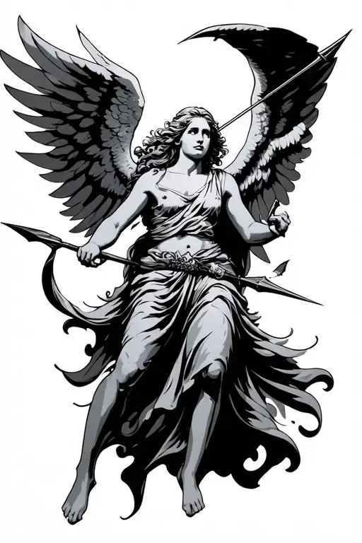 angel shooting arrow tattoo design idea