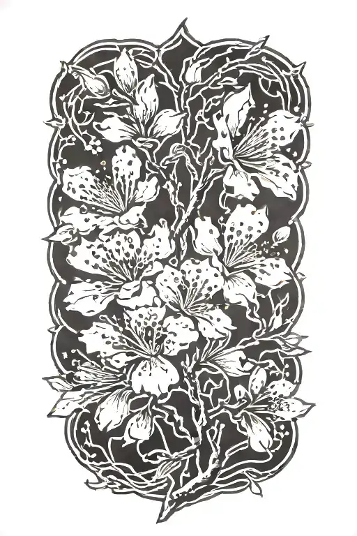 black and white masculine cherry blossom tattoo tattoo design idea