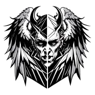 half devil half angel with wings spread tattoo design idea
