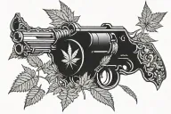 Gun with weed leaf tattoo design idea