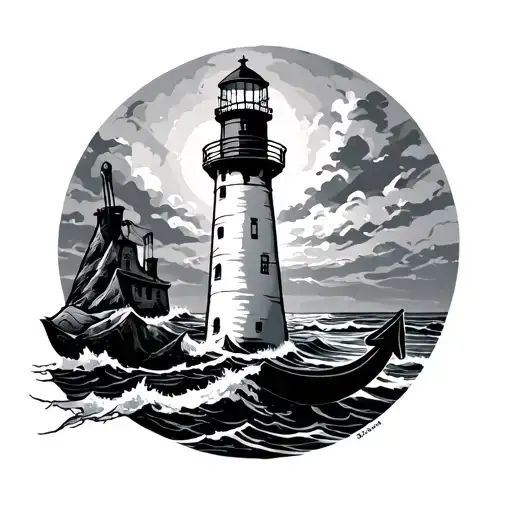 Lighthouse Anchor tattoo design idea