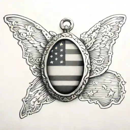 Locket with american flag inside tattoo design idea