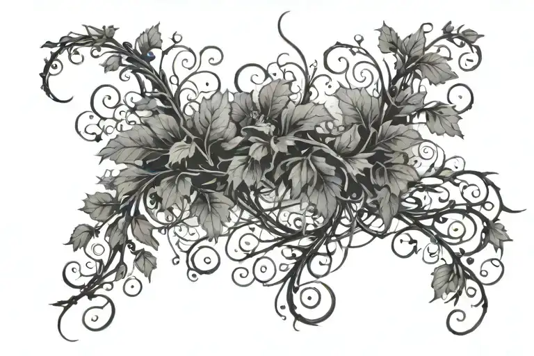 Grunge style vines growing on one side, and dying on the other  tattoo design idea