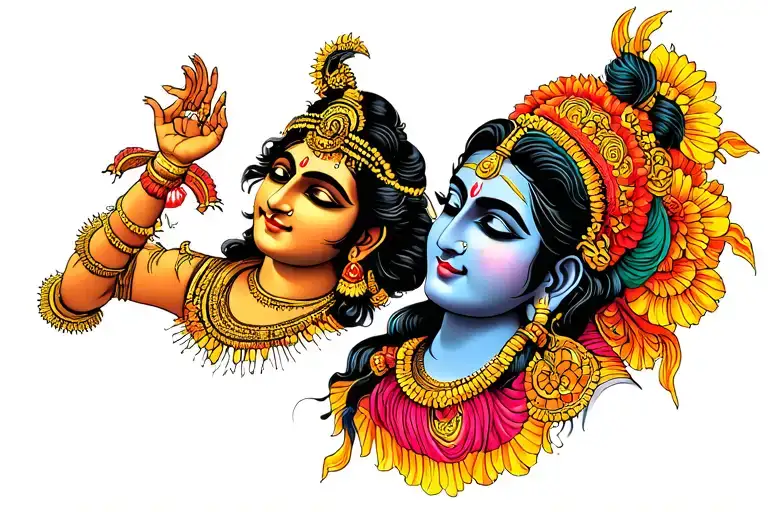 Radhe shyam baba and shiva tattoo design idea