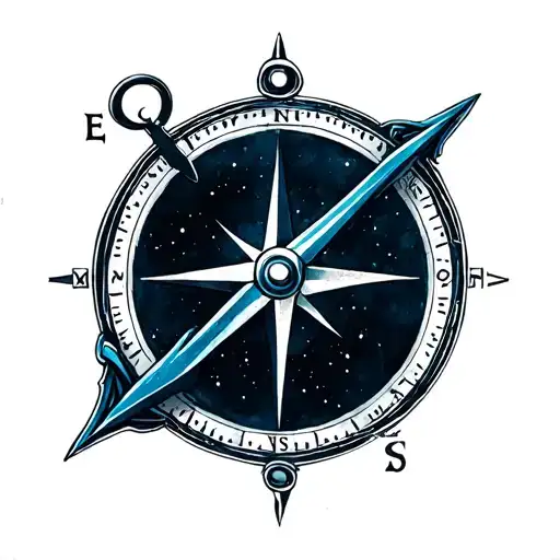 Compass Sign Cursive Realism