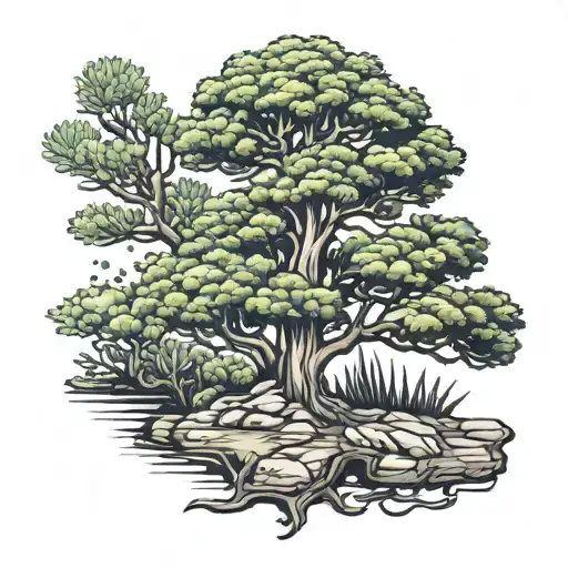 Lebanese cedar tree tattoo design idea