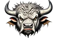 raging bull carved out of stone sharp  and angry tattoo design idea