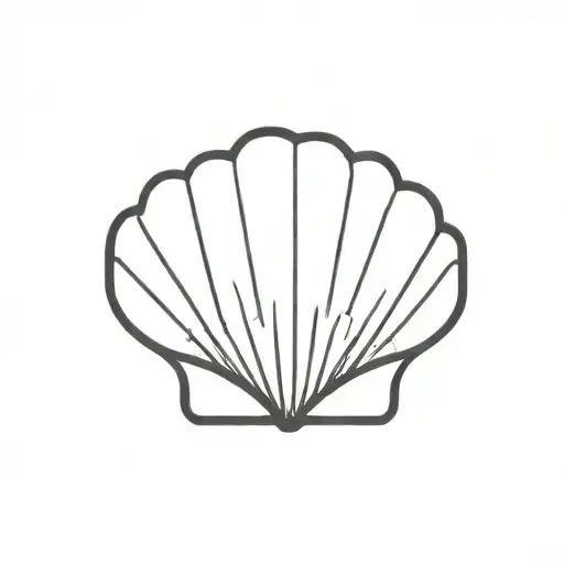 a symmetrical scallop drawn in black simple stroke simple, without shadows. tattoo style. tattoo design idea