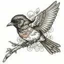 flying robin flying tattoo design idea