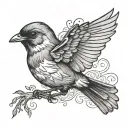 flying robin flying tattoo design idea