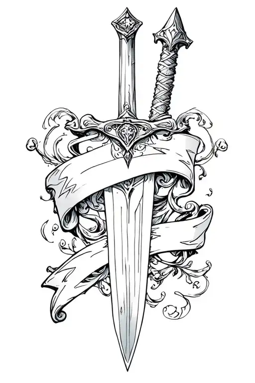 Sword with banner williams tattoo design idea