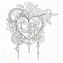 love lineart "(∂ + m) ψ = 0" and the words “ubi tu, ibi ego” with a script font tattoo design idea