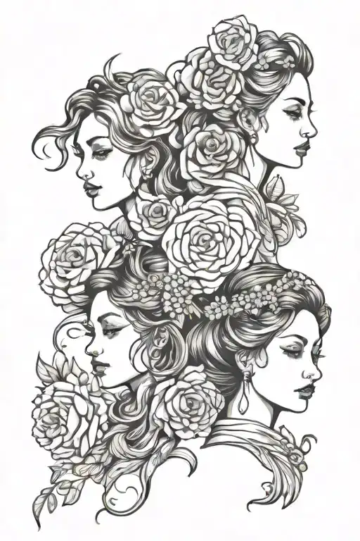 soeurs, distance relationship symbolized tattoo design idea