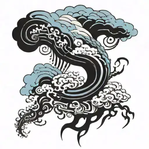 pale blue tornados and storm clouds tattoo design idea